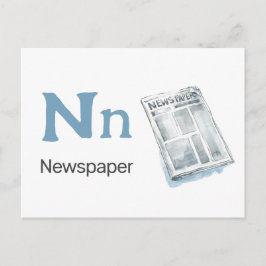 N ist für Zeitung - Alphabet Flash Card Postkarte
