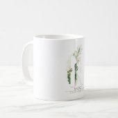 N Monogram Gold Greenery Blätter Eleganter Name Kaffeetasse (Vorderseite Links)