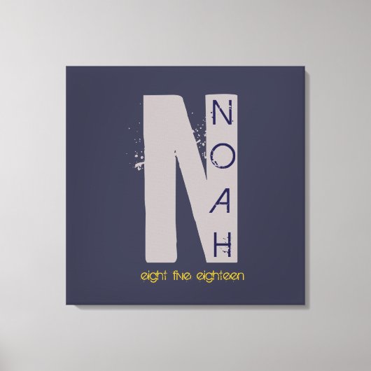 N Monogram, Initial Bar Bat Mitzvah Sign-In Board Leinwanddruck (Vorderseite)