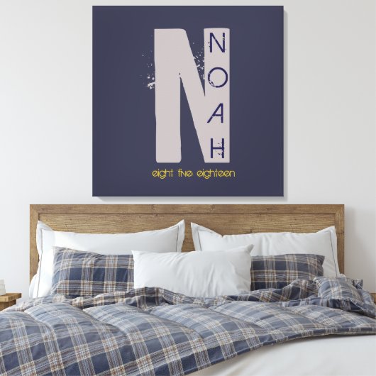 N Monogram, Initial Bar Bat Mitzvah Sign-In Board Leinwanddruck (Insitu (Schlafzimmer))