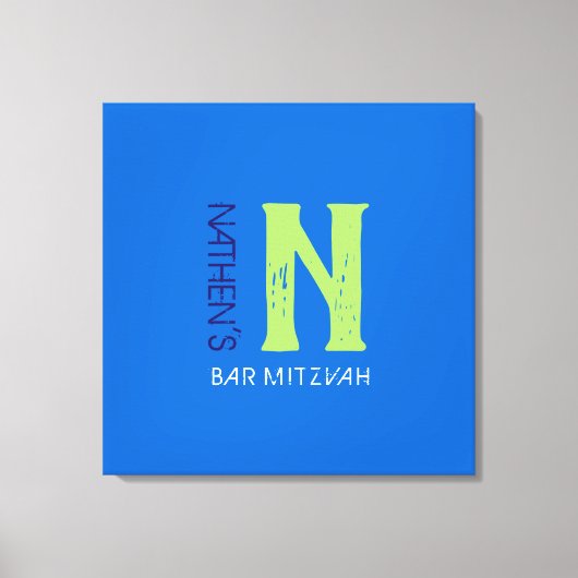 N Monogram, Initial Bar Bat Mitzvah Sign-In Board Leinwanddruck (Vorderseite)