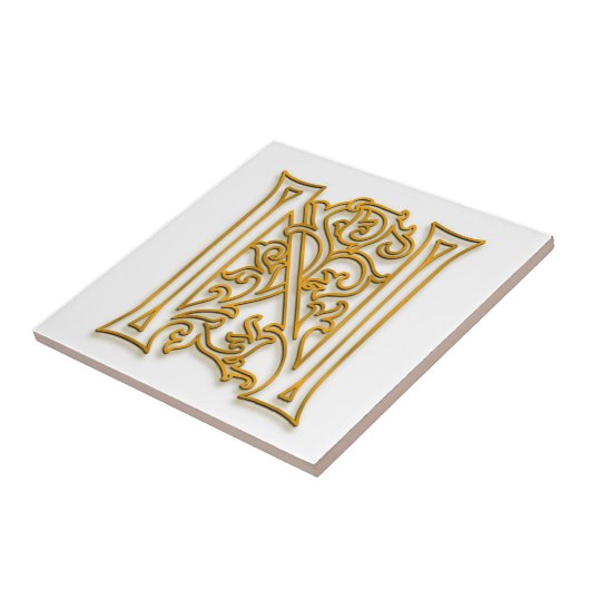 N Monogram "Irish Gold" Keramik Tile Fliese (Seite)