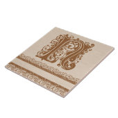 N Monogram, Light Brown Wood Texture Keramik Tile Fliese (Seite)