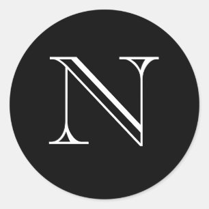 N Monogramm-Aufkleber Runder Aufkleber