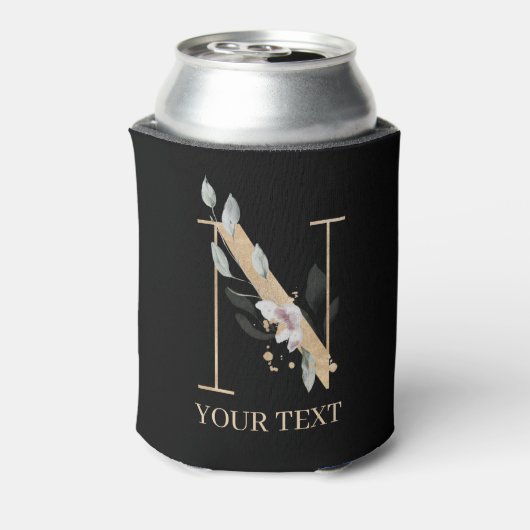 n Monogramm Floral Personalisiert Dosenkühler (Kanne Rückseite)