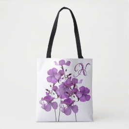 N monogramm hübscher lila Blume Blumenstrand Tasche
