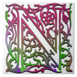 N Monogramm Keramik "Besque Garden" Fliese