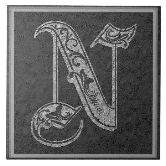 N-Monogramm "königliche graue Stein" Fliese (Vorderseite)