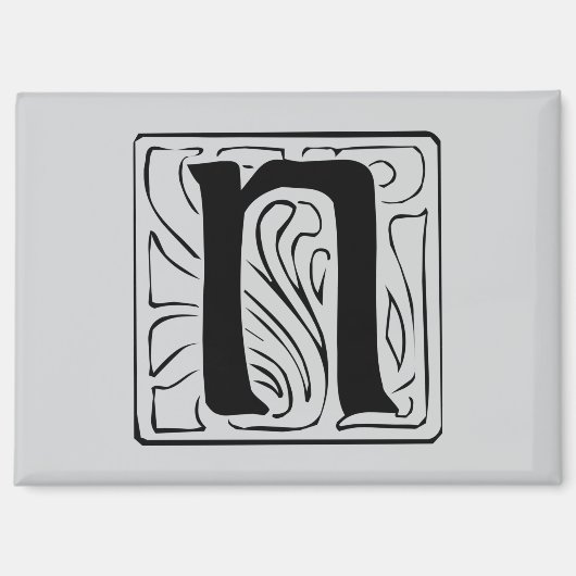 N Monogramm schwarz Magnet (Vorderseite)