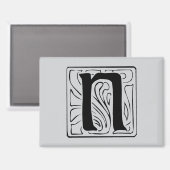 N Monogramm schwarz Magnet (Vorderseite/Rückseite)