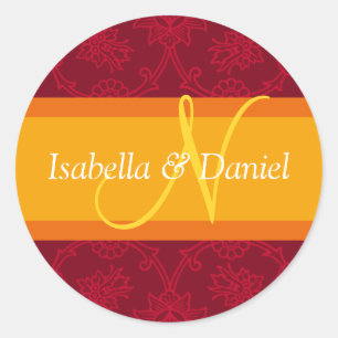 N Monogramme für Siegel zur Einladung zum Hochzeit Runder Aufkleber