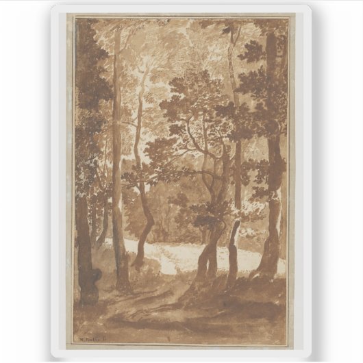 N. Poussin - Ein Weg, der zu einer Waldbeseitigung Aufkleber (Vorderseite)