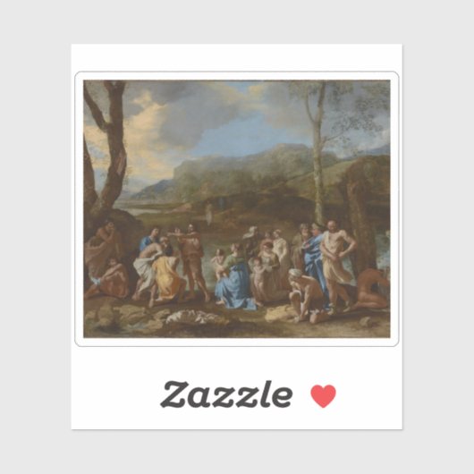 N.Poussin:Saint John Baptizing im Jordan Aufkleber (Blatt)