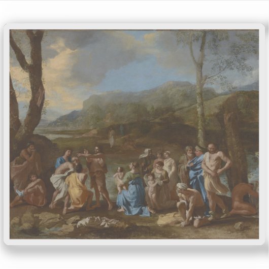 N.Poussin:Saint John Baptizing im Jordan Aufkleber (Vorderseite)