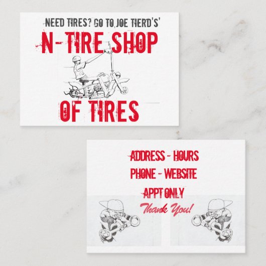 N-Reifen Geschäft der Reifen rot, weiß, Schwarzes Visitenkarte (Vorne/Hinten)