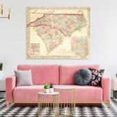 N & S Carolina Karte von Mitchell Leinwanddruck (Insitu (Wohnzimmer))