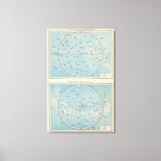 N, S Sternhimmel Celestial Atlas Map Leinwanddruck (Vorderseite)