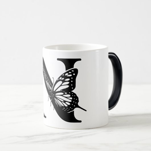 N Schwarzer Schmetterling Verwandlungstasse (VorderseiteRechts)