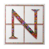 N Trajanus Red Custom Monogram Tile Fliese (Vorderseite)