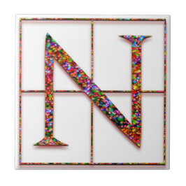 N Trajanus Red Custom Monogram Tile Fliese