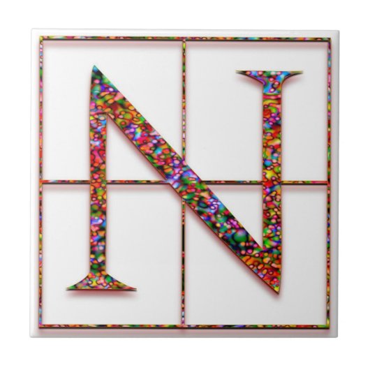 N Trajanus Red Custom Monogram Tile Fliese (Vorderseite)