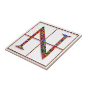 N Trajanus Red Custom Monogram Tile Fliese (Seite)