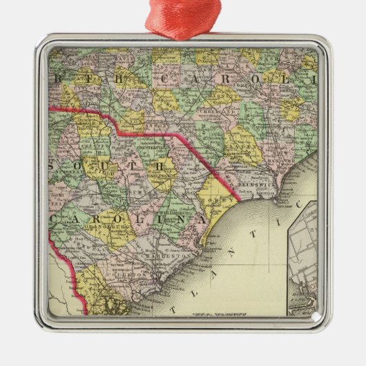 N u. S Carolina Silbernes Ornament (Vorne)