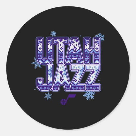 N Utah Jazz Weihnachts hässlicher Pullover Runder Aufkleber (Vorderseite)