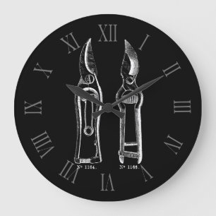 N Vintage Illustration Pflaumen Roman numeral Cloc Große Wanduhr