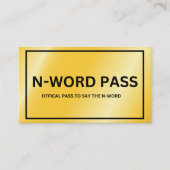 N-Word-Pass Begleitkarte (Vorderseite)