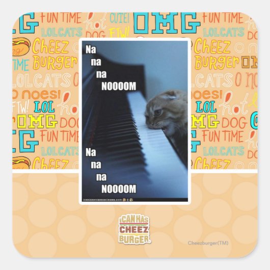 Na na na noooom quadratischer aufkleber (Vorderseite)