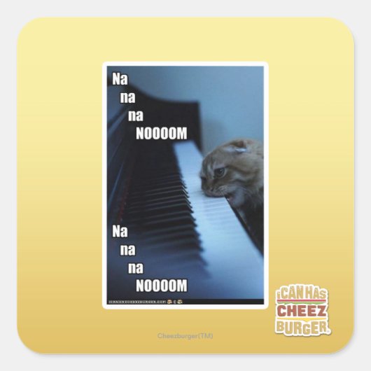 Na na na noooom quadratischer aufkleber (Vorderseite)