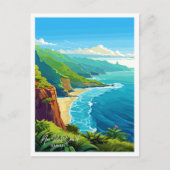 Na Pali Coast Hawaii Reisen Vintage Illustration Postkarte (Vorderseite)