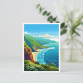 Na Pali Coast Hawaii Reisen Vintage Illustration Postkarte (Stehend Vorderseite)