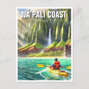 Nā Pali Coast Kauai Hawaii Travel Kayak Postkarte