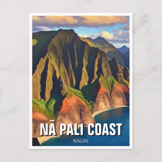 Nā Pali Coast Kauai Hawaii Travel Postkarte (Vorderseite)