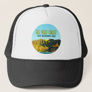 Na Pali Coast Staat Wilderness Park Hawaii Vintag Truckerkappe