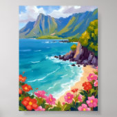Na Pali Küste Kauai Hawaii Küstenlinie Malerei Poster (Vorne)