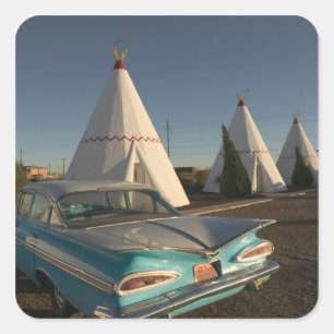 NA, USA, Arizona, Holbrook Route 66, Wigwam Quadratischer Aufkleber