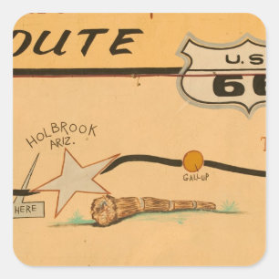Na, USA, Arizona, Straßenwandgemälde Holbrook Quadratischer Aufkleber