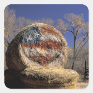 NA, USA, Colorado, Gunnison. Patriotische Heurolle Quadratischer Aufkleber