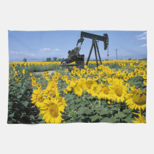 Na, USA, Colorado, Sonnenblumen, Oil Derrick Handtuch