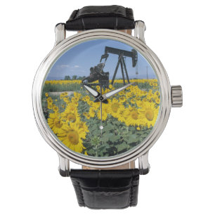 Na, USA, Colorado, Sonnenblumen, Ölbohrturm Armbanduhr