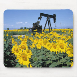 Na, USA, Colorado, Sonnenblumen, Ölbohrturm Mousepad