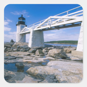 NA, USA, Maine, Port Clyde Marshall Point Quadratischer Aufkleber