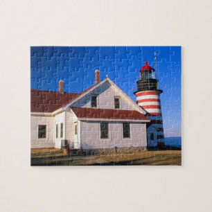NA, USA, Maine. West Quoddy Leuchtturm in der Nähe Puzzle