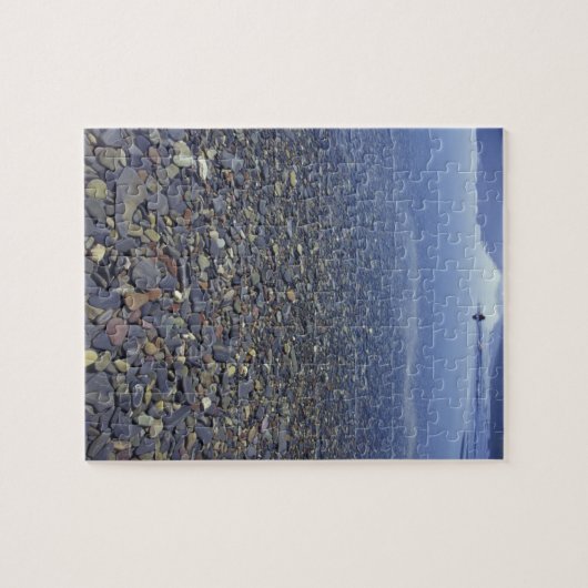 NA, USA, Montana, Glacier NP Rocks in Lake Puzzle (Horizontal)