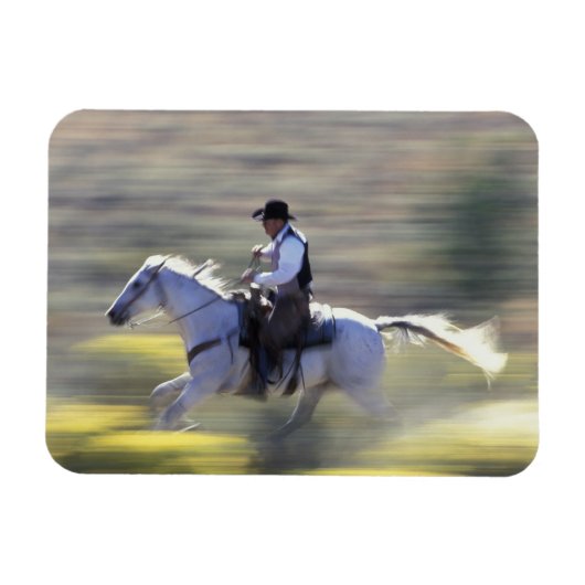 NA, USA, Oregon, Seneca, Ponderosa Ranch, Cowboy Magnet (Horizontal)