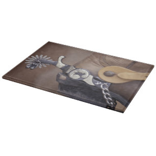NA, USA, Texas, Lubbock Cowboy-Stiefel und Sporn Schneidebrett