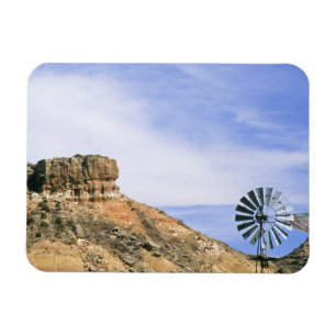 NA, USA, Texas Windmill and cliffs of Palo Duro Magnet